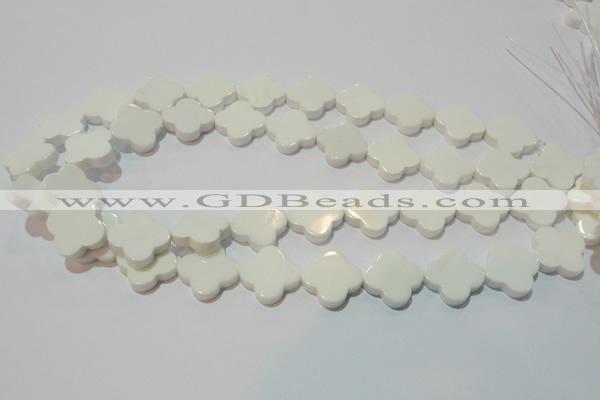 CAG3427 15.5 inches 18*18mm flower white agate gemstone beads