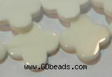 CAG3429 15.5 inches 25*25mm flower white agate gemstone beads