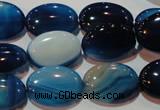 CAG3480 15.5 inches 13*18mm oval blue line agate beads