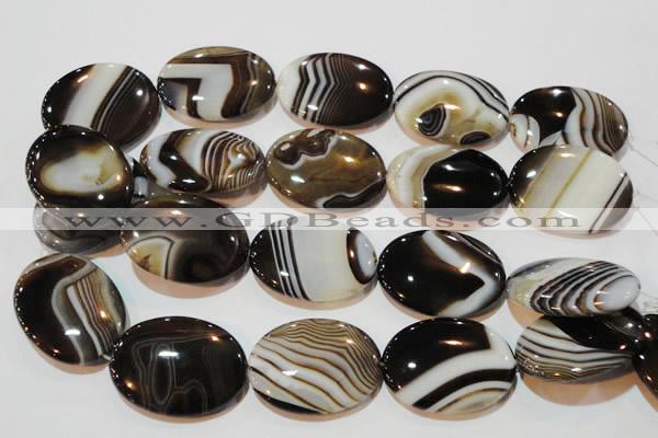 CAG3500 15.5 inches 30*40mm oval brown line agate beads