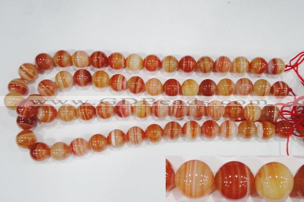 CAG3591 15.5 inches 16mm round red line agate beads wholesale