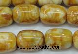 CAG3638 15.5 inches 15*20mm drum yellow crazy lace agate beads