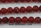 CAG3661 15.5 inches 8mm carved round matte red agate beads