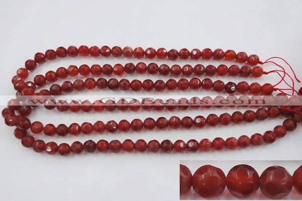 CAG3661 15.5 inches 8mm carved round matte red agate beads