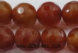 CAG3666 15.5 inches 18mm carved round matte red agate beads