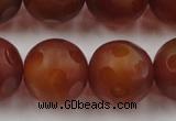 CAG3667 15.5 inches 20mm carved round matte red agate beads