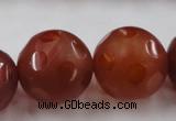 CAG3669 15.5 inches 24mm carved round matte red agate beads