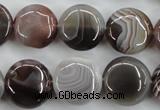 CAG3715 15.5 inches 16mm flat round botswana agate beads wholesale