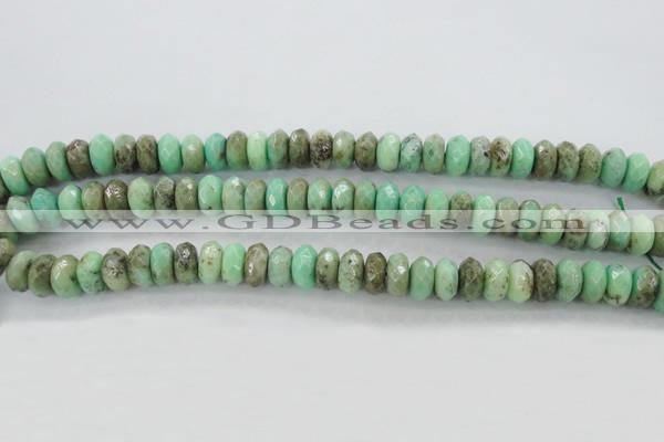 CAG3913 15.5 inches 5*10mm faceted rondelle green grass agate beads