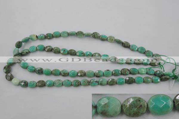 CAG3930 15.5 inches 8*10mm faceted oval green grass agate beads