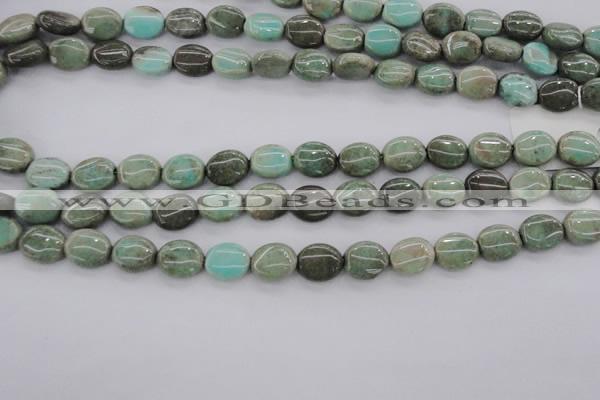 CAG3942 15.5 inches 8*10mm oval green grass agate beads