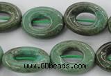 CAG3945 15.5 inches 13*18mm oval donut green grass agate beads