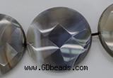 CAG3968 15.5 inches 30mm faceted coin grey botswana agate beads