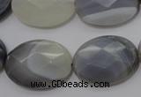 CAG3975 15.5 inches 18*25mm faceted oval grey botswana agate beads