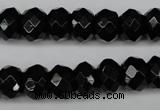 CAG3995 15.5 inches 8*12mm faceted rondelle black agate beads