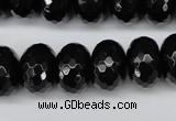 CAG3997 15.5 inches 12*16mm faceted rondelle black agate beads