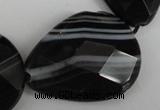 CAG4031 15.5 inches 20*30mm faceted flat teardrop black agate beads