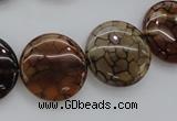 CAG4065 15.5 inches 20mm flat round dragon veins agate beads