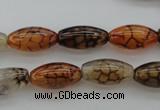 CAG4125 15.5 inches 8*16mm rice dragon veins agate beads