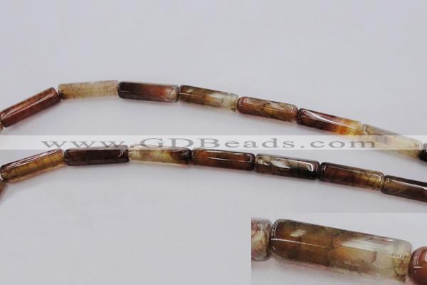 CAG4137 15.5 inches 6*20mm faceted tube dragon veins agate beads