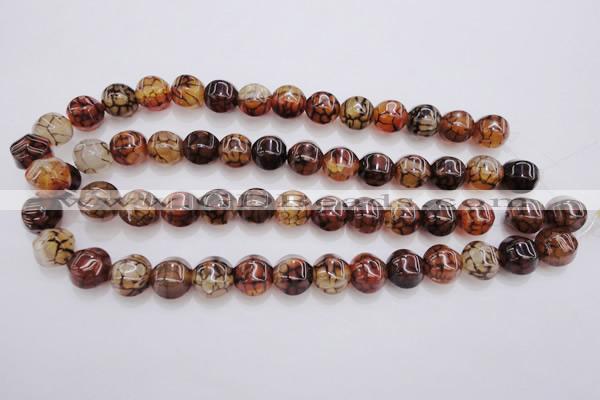 CAG4144 15.5 inches 14*14mm pumpkin dragon veins agate beads