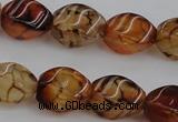 CAG4150 15.5 inches 8*12mm twisted rice dragon veins agate beads