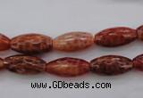 CAG4195 15.5 inches 8*16mm faceted rice natural fire agate beads