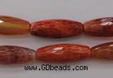 CAG4196 15.5 inches 9*25mm faceted rice natural fire agate beads