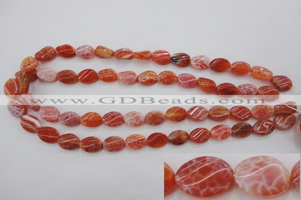 CAG4238 15.5 inches 10*14mm twisted oval natural fire agate beads