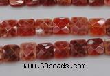 CAG4250 15.5 inches 8*8mm faceted square natural fire agate beads