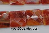 CAG4253 15.5 inches 18*18mm faceted square natural fire agate beads