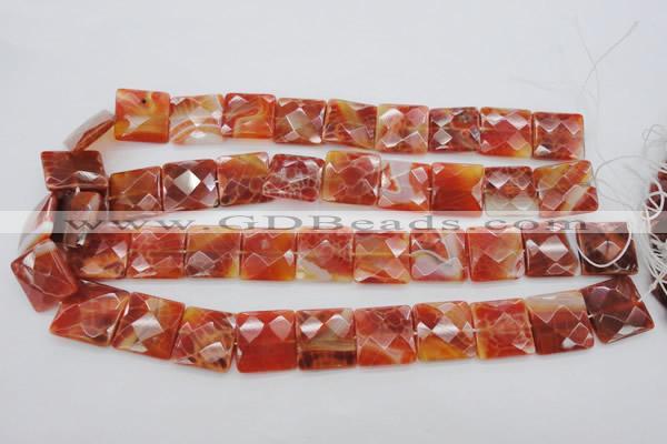 CAG4253 15.5 inches 18*18mm faceted square natural fire agate beads