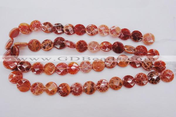 CAG4266 15.5 inches 15mm faceted coin natural fire agate beads