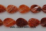 CAG4282 10*14mm faceted & twisted teardrop natural fire agate beads