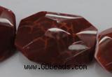 CAG4288 30*40mm faceted & twisted octagonal natural fire agate beads