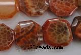 CAG4290 15.5 inches 20*20mm octagonal natural fire agate beads