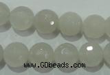 CAG4351 15.5 inches 10mm faceted round white agate beads wholesale