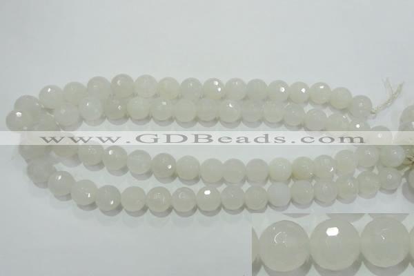 CAG4351 15.5 inches 10mm faceted round white agate beads wholesale