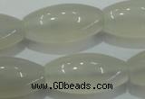 CAG4355 15.5 inches 15*30mm rice white agate beads wholesale