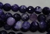 CAG436 15.5 inches 10mm faceted round dark purple agate beads