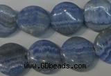 CAG4380 15.5 inches 16mm flat round dyed blue lace agate beads