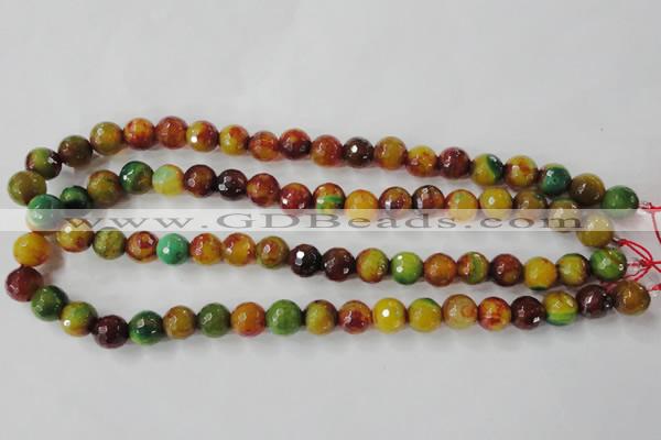 CAG4520 15.5 inches 10mm faceted round fire crackle agate beads