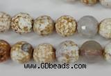 CAG4521 15.5 inches 10mm faceted round fire crackle agate beads