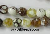 CAG4523 15.5 inches 10mm faceted round fire crackle agate beads