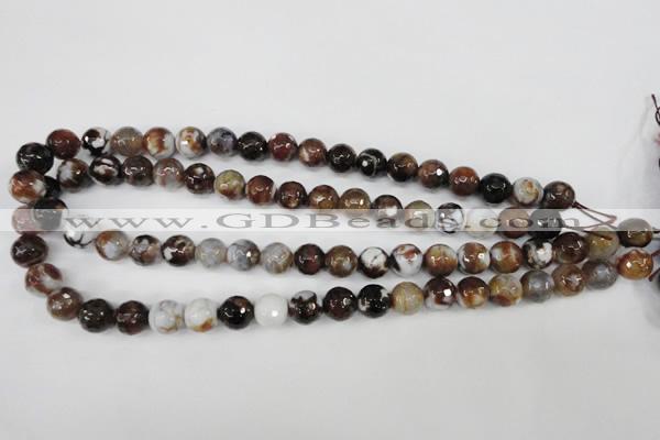 CAG4526 15.5 inches 10mm faceted round fire crackle agate beads