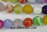 CAG4530 15.5 inches 10mm faceted round fire crackle agate beads