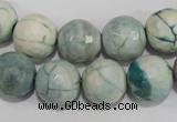 CAG4556 15.5 inches 14mm faceted round fire crackle agate beads