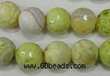 CAG4559 15.5 inches 14mm faceted round fire crackle agate beads