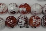 CAG4560 15.5 inches 14mm faceted round fire crackle agate beads