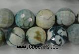 CAG4562 15.5 inches 14mm faceted round fire crackle agate beads